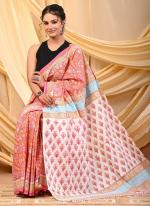 Cotton Pink Daily Wear Printed Saree